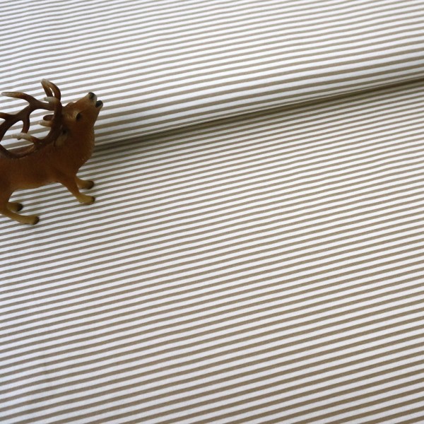 Ringeljersey Taupe/Weiß, Meterware