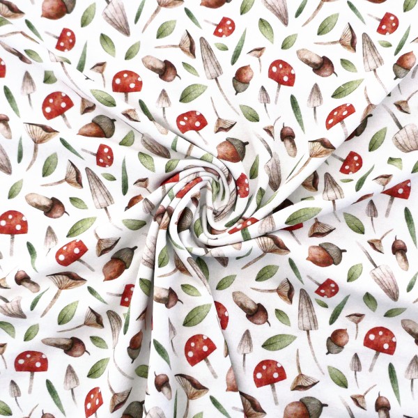 Jersey, Jule, Pilze, Eicheln, Weiß, swafing, Meterware