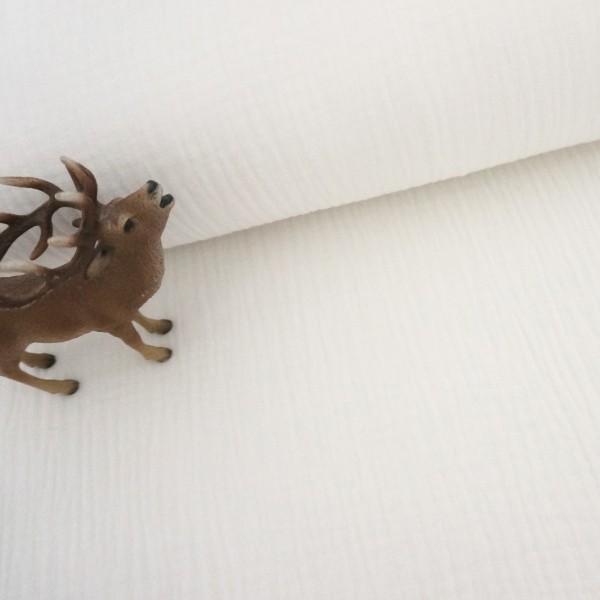 Musselin, Double Gauze, Uni, Naturweiß, Ecru, Meterware